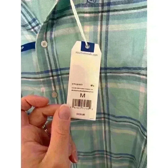 Southern Tide Green/blue Plaid Button Down Shirt size M NWT - Picture 4 of 5